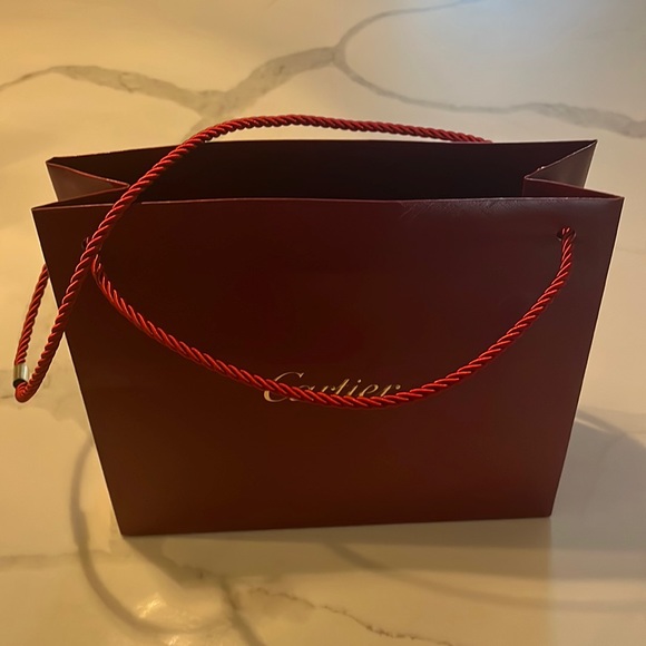 Cartier Classic Red Gift Bag 9โ x 10โ x 3.5โ w/ wrapped corded handle - Picture 2 of 10